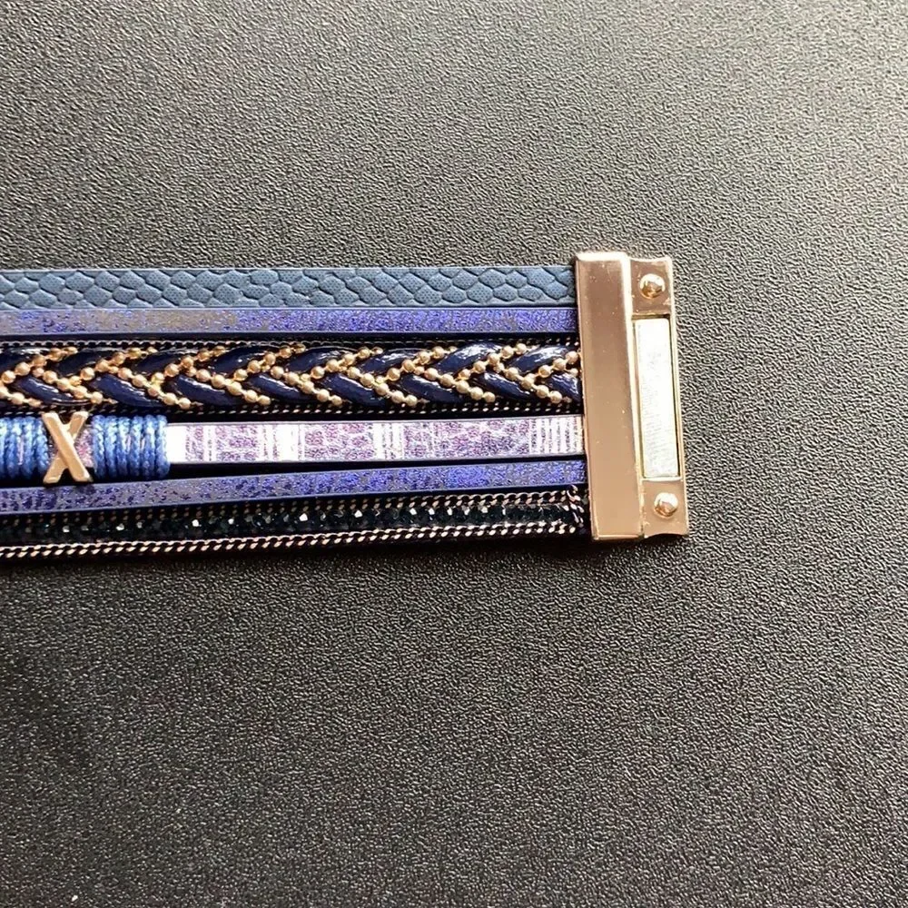 Bohemian style layered beaded magnetic bracelet